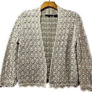 Jeanne Pierre Open Front Knit Cardigan Size Small Cream colored